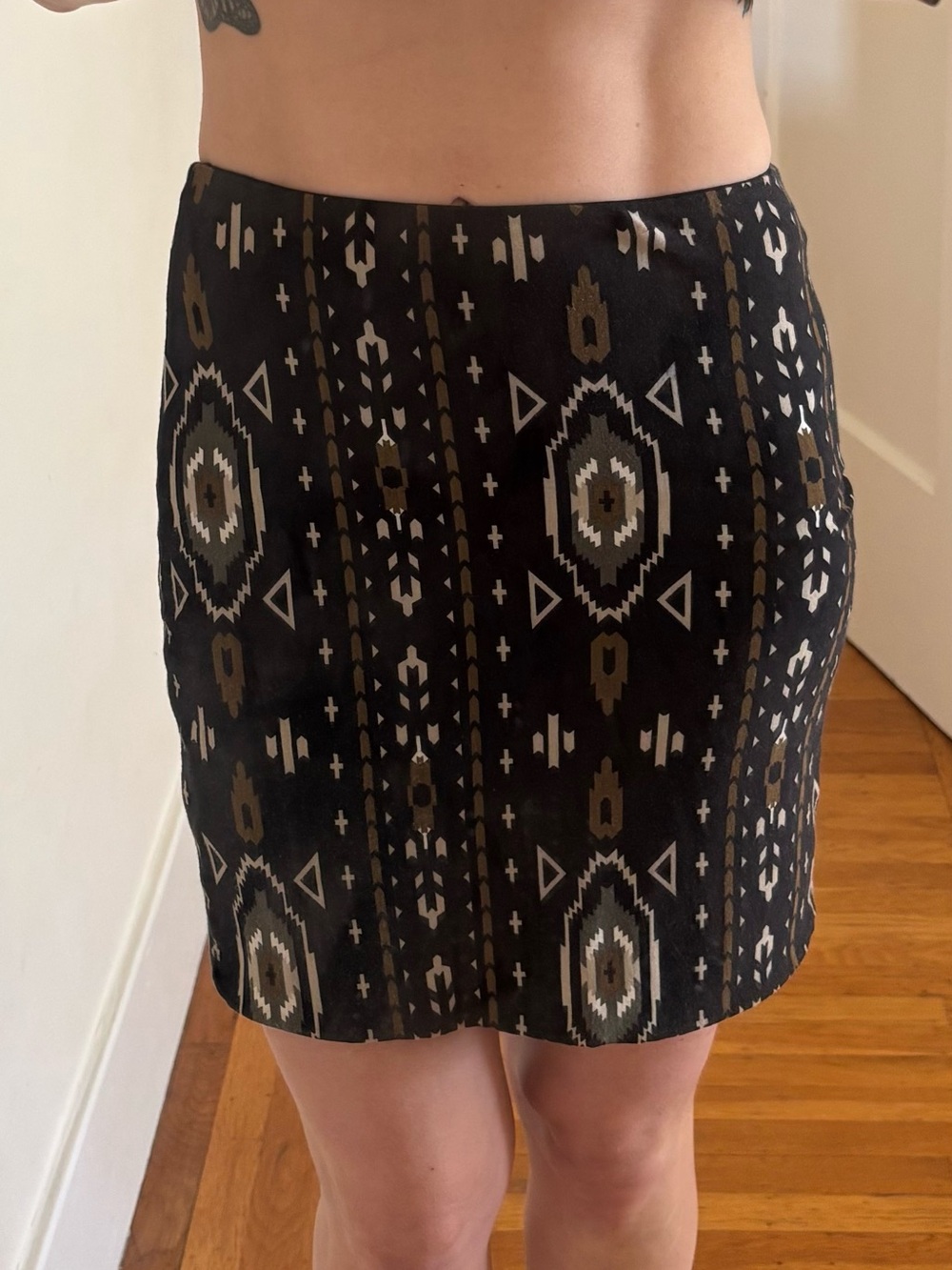 Torn by Ronny Kobo Black Aztec Print Mini Skirt